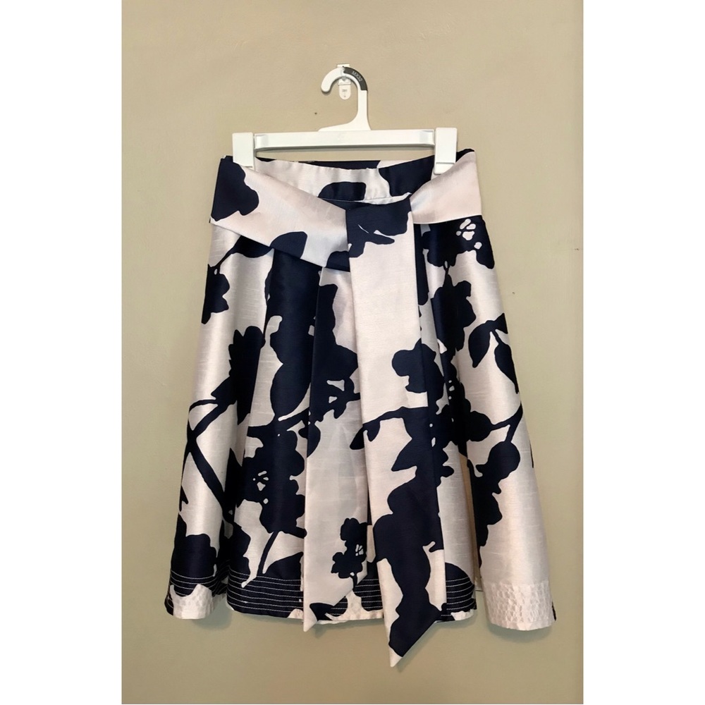 eShakti Blue Floral A-Line Skirt